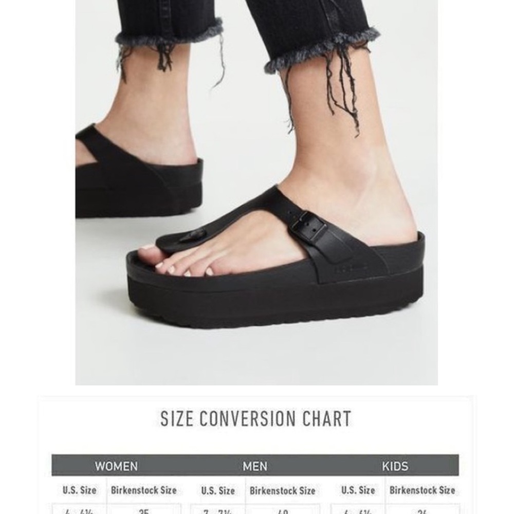 Birkenstock Gizeh Platform Leather Black Sandals